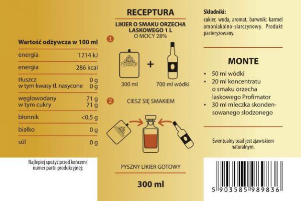 Zaprawka na likier Orzech Laskowy 300 ml Profimator