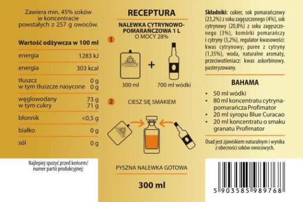 Zaprawka owocowa cytryna-pomarańcza 300 ml Profimator