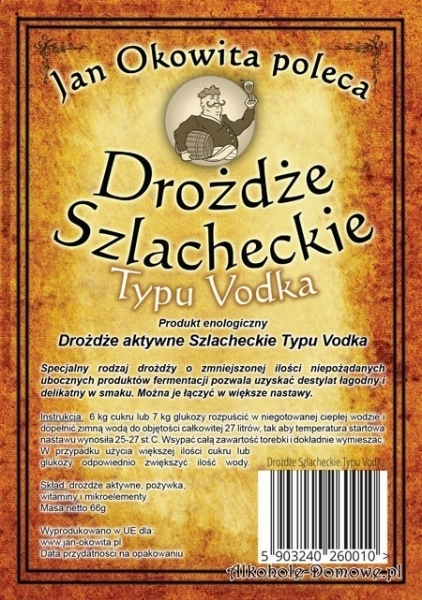 Pakiet 50 sztuk- Drożdże Szlacheckie Vodka + wysyłka gratis