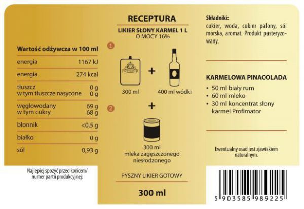 Zaprawka na likier Słony Karmel 300 ml Profimator